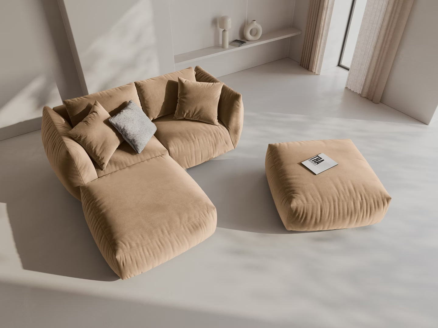 CHRIS Velvet Modular Sofa - Right Side Module Sand