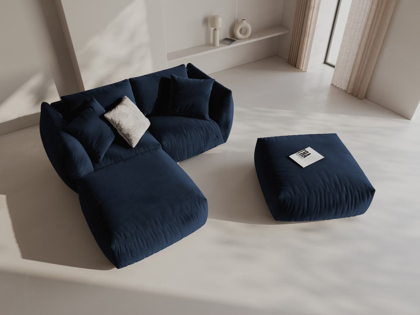 Samt Pouf CHRIS königsblau