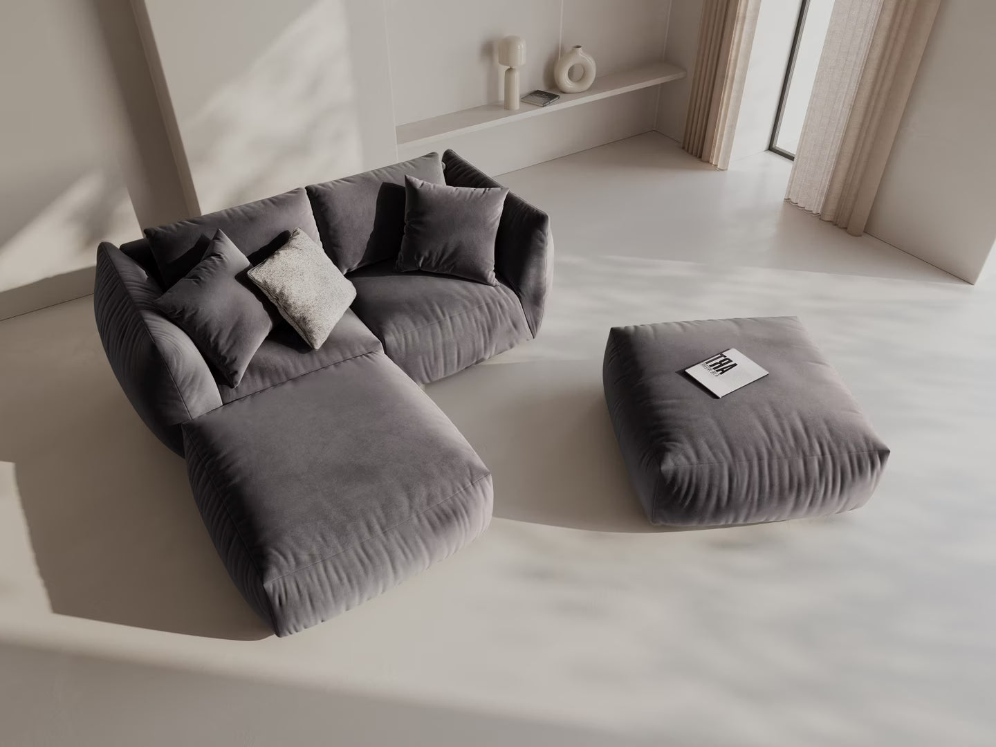 Velvet modular sofa CHRIS - gray corner element