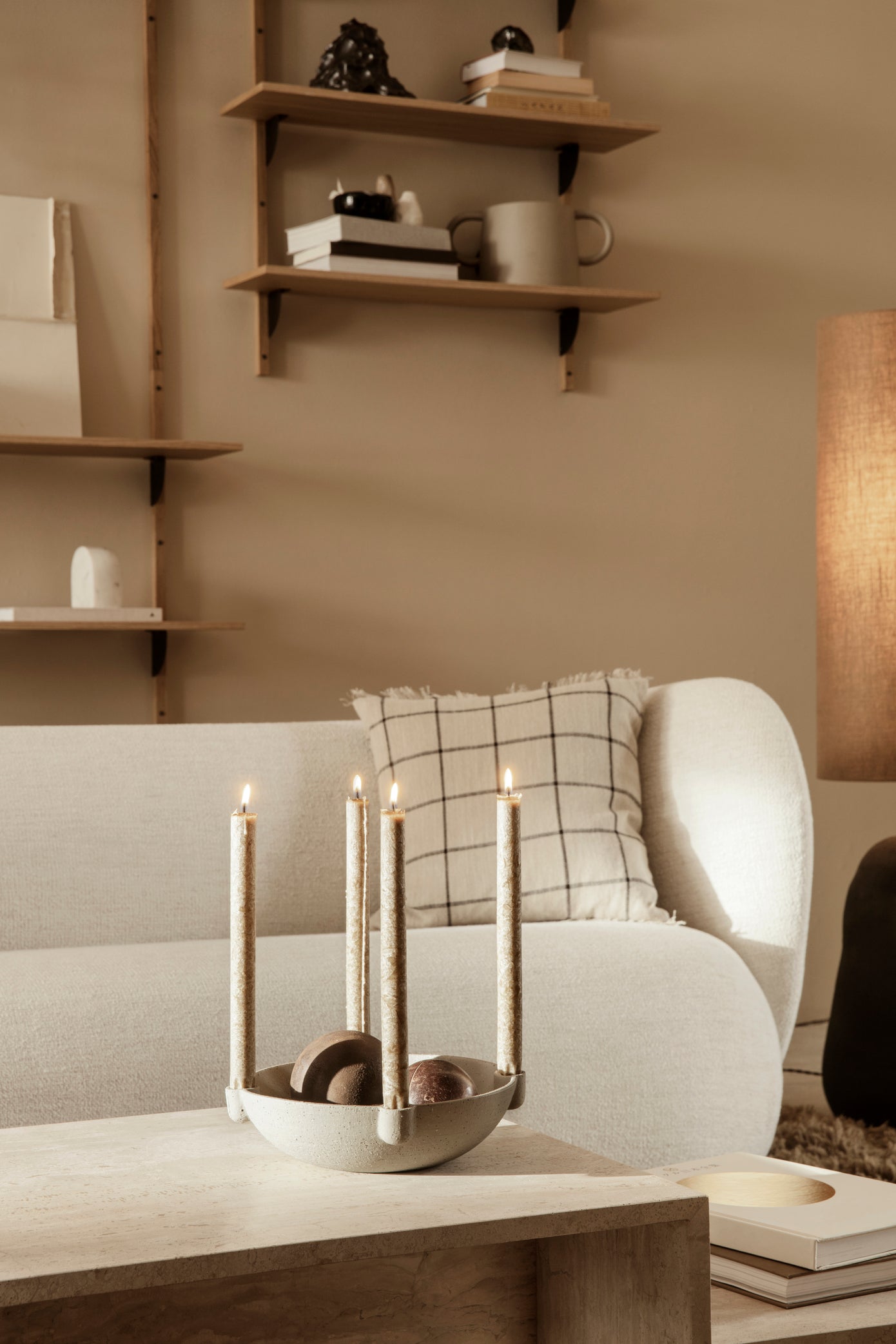Kerzenhalter BOWL sandfarbene Keramik
