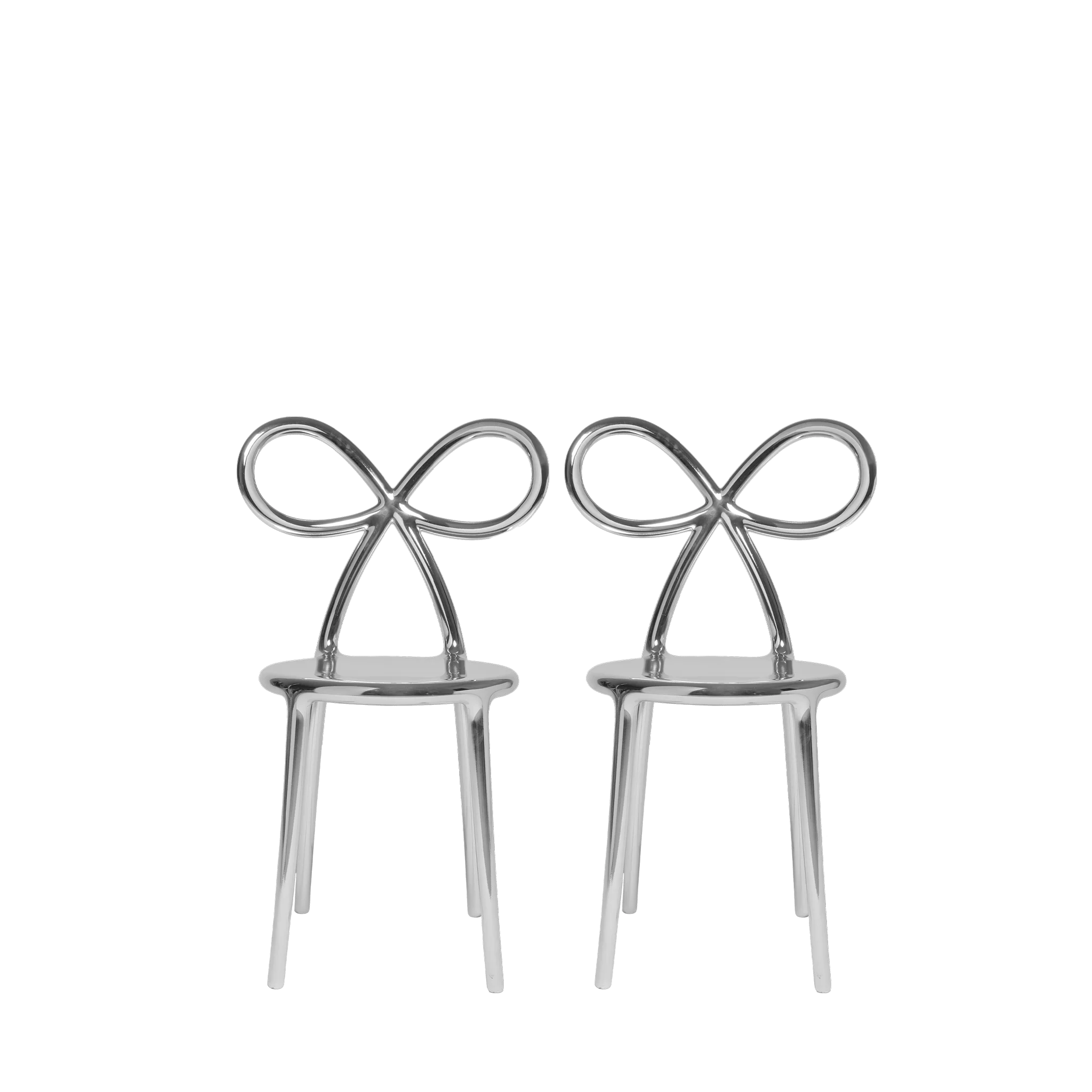 Set of 2 RIBBON chairs silver