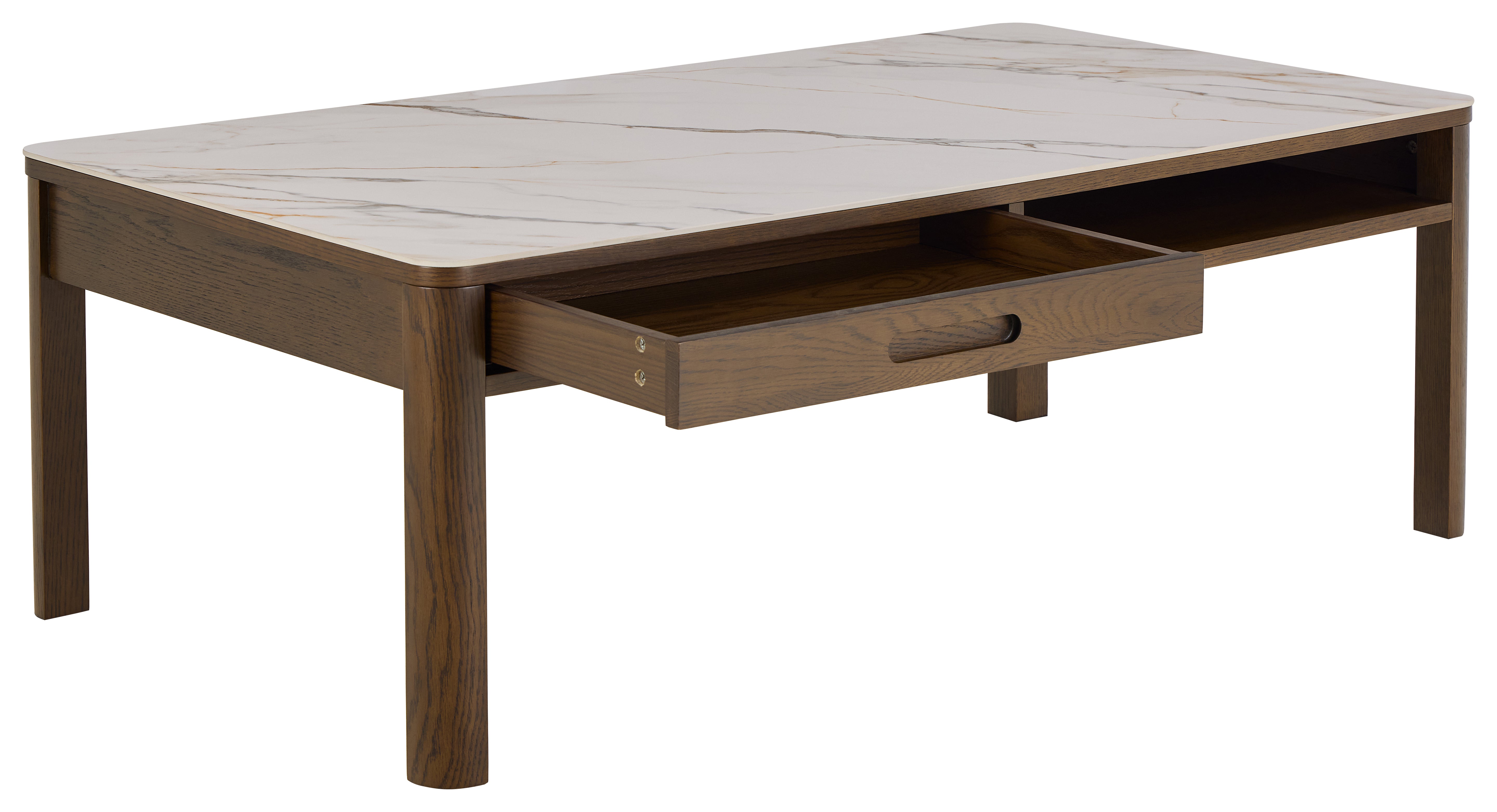 Couchtisch mit Schublade SOUTHAMPTON Eichenfurnier mit Keramikplatte