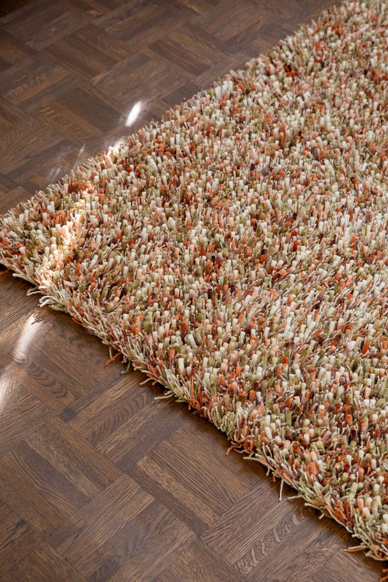 SPRING long pile rug beige-orange
