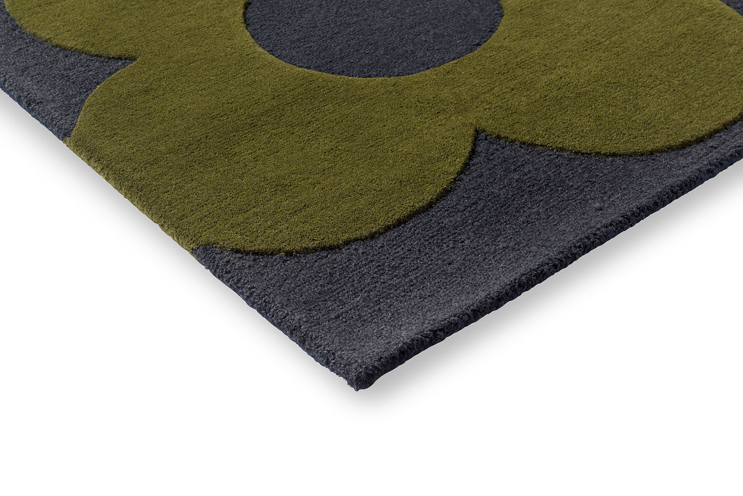 SPRING STEM navy blue rug with green