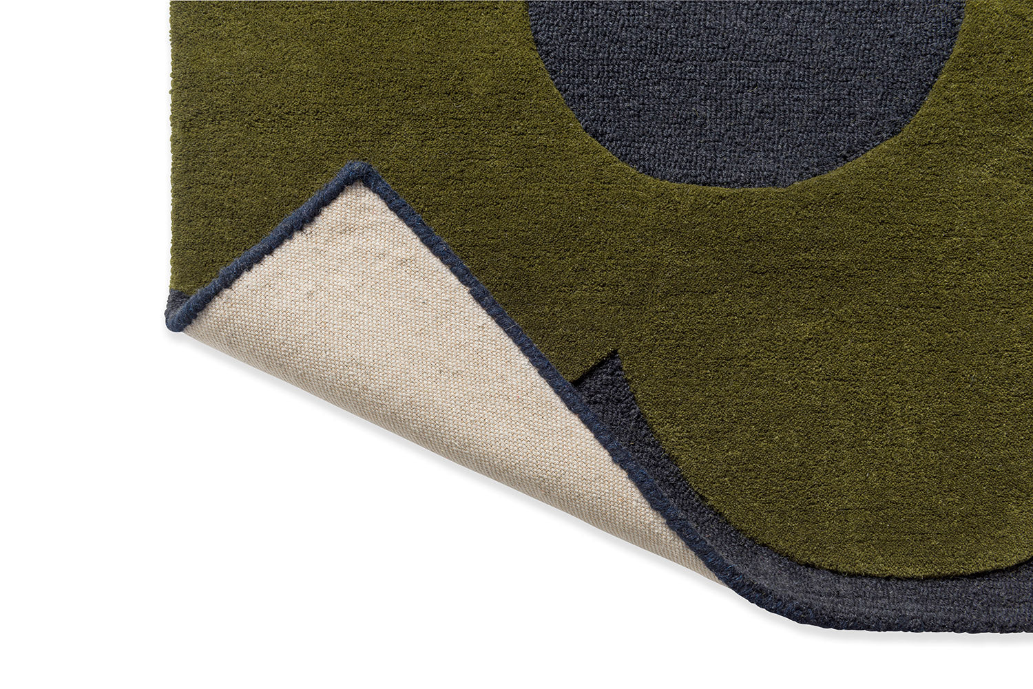 SPRING STEM navy blue rug with green