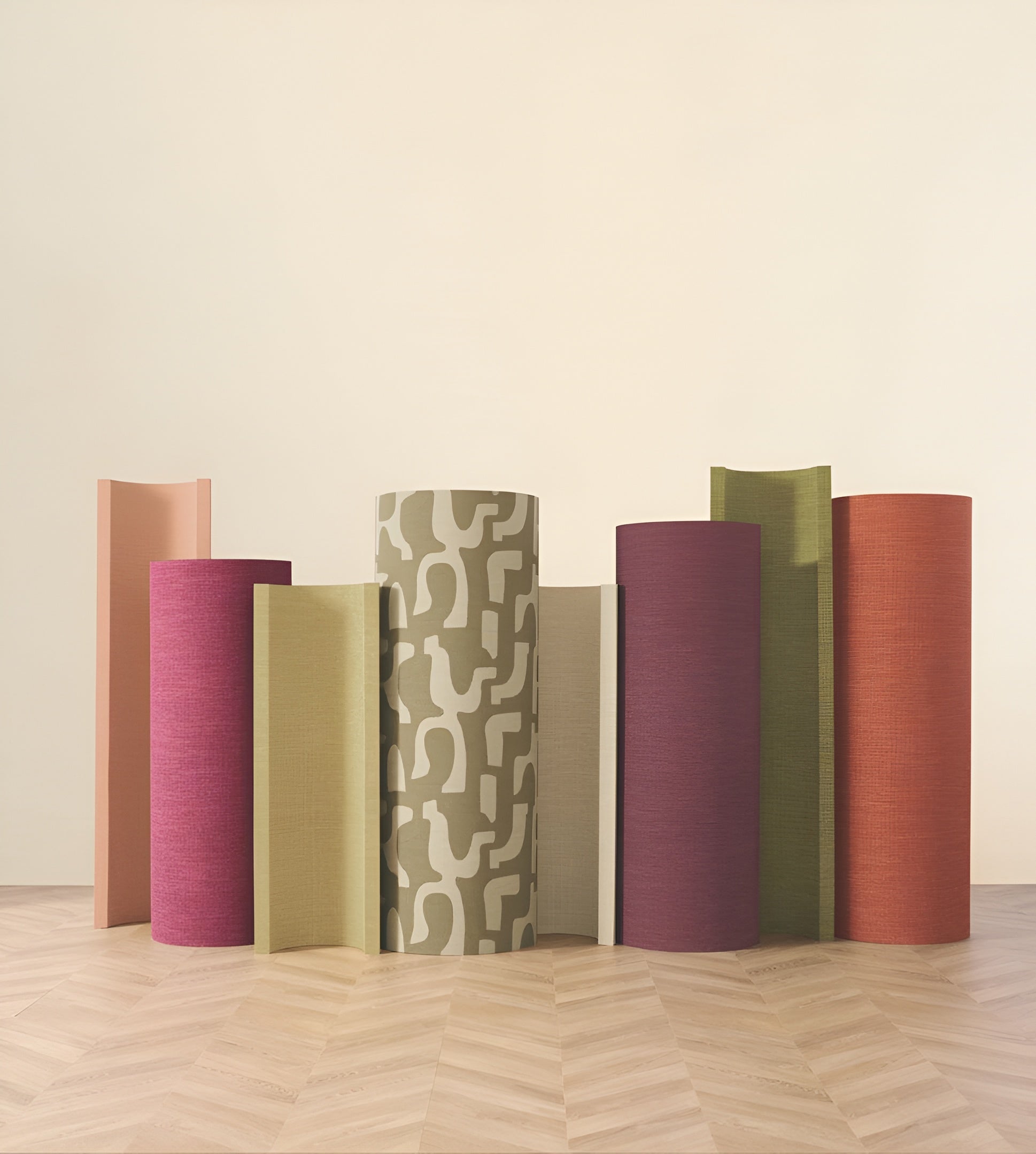 Structural wallpaper imitating linen canvas SHINOK - SABLE beige-pink