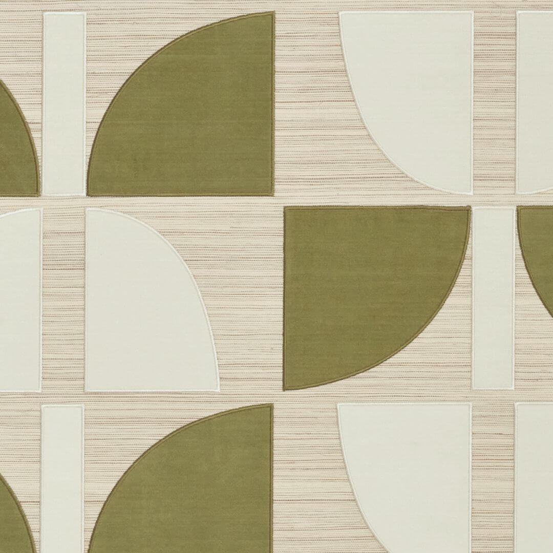 Tapete aus Pflanzenfaser mit geometrischem Muster HIKARI - IVORY KAKI Elfenbein mit Khaki