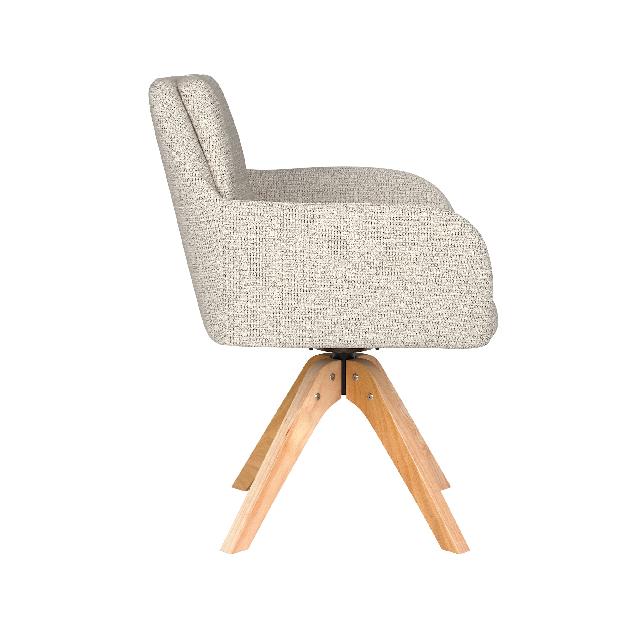 PETE swivel chair white mélange with wooden base