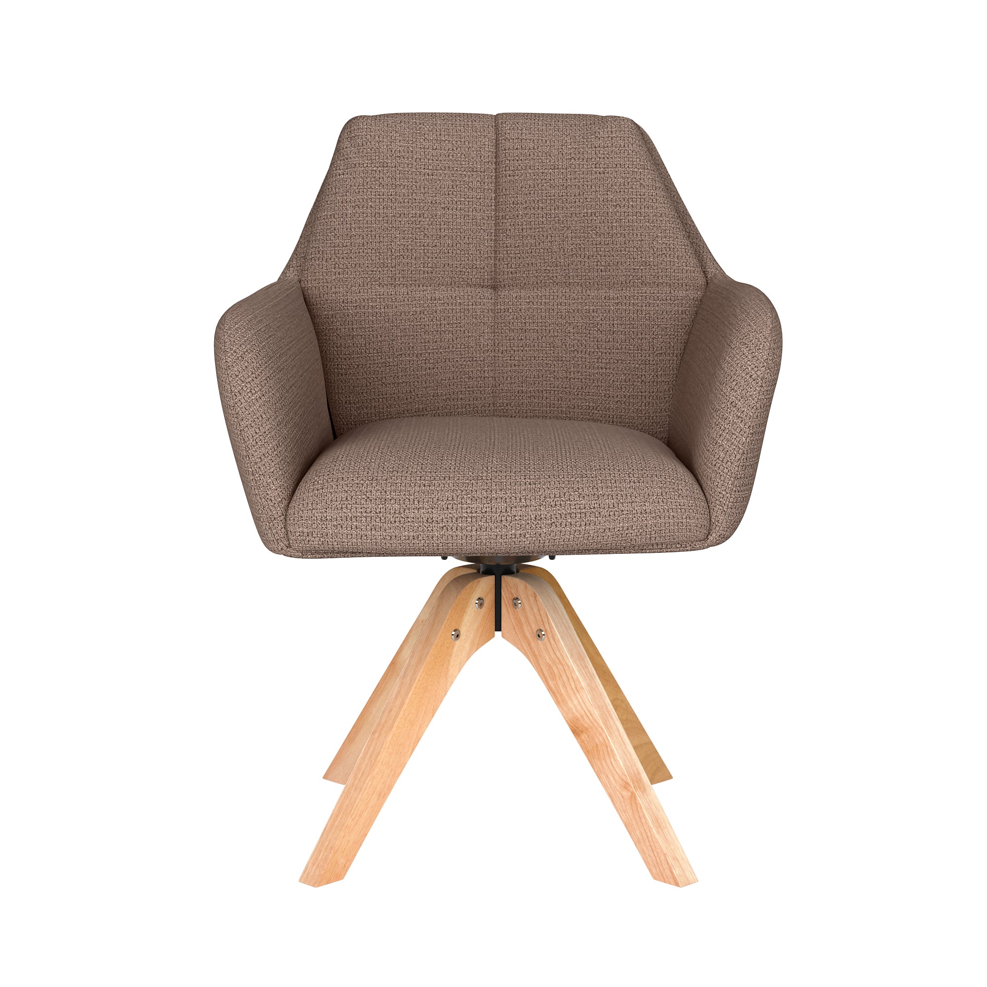 PETE taupe swivel chair with wooden base