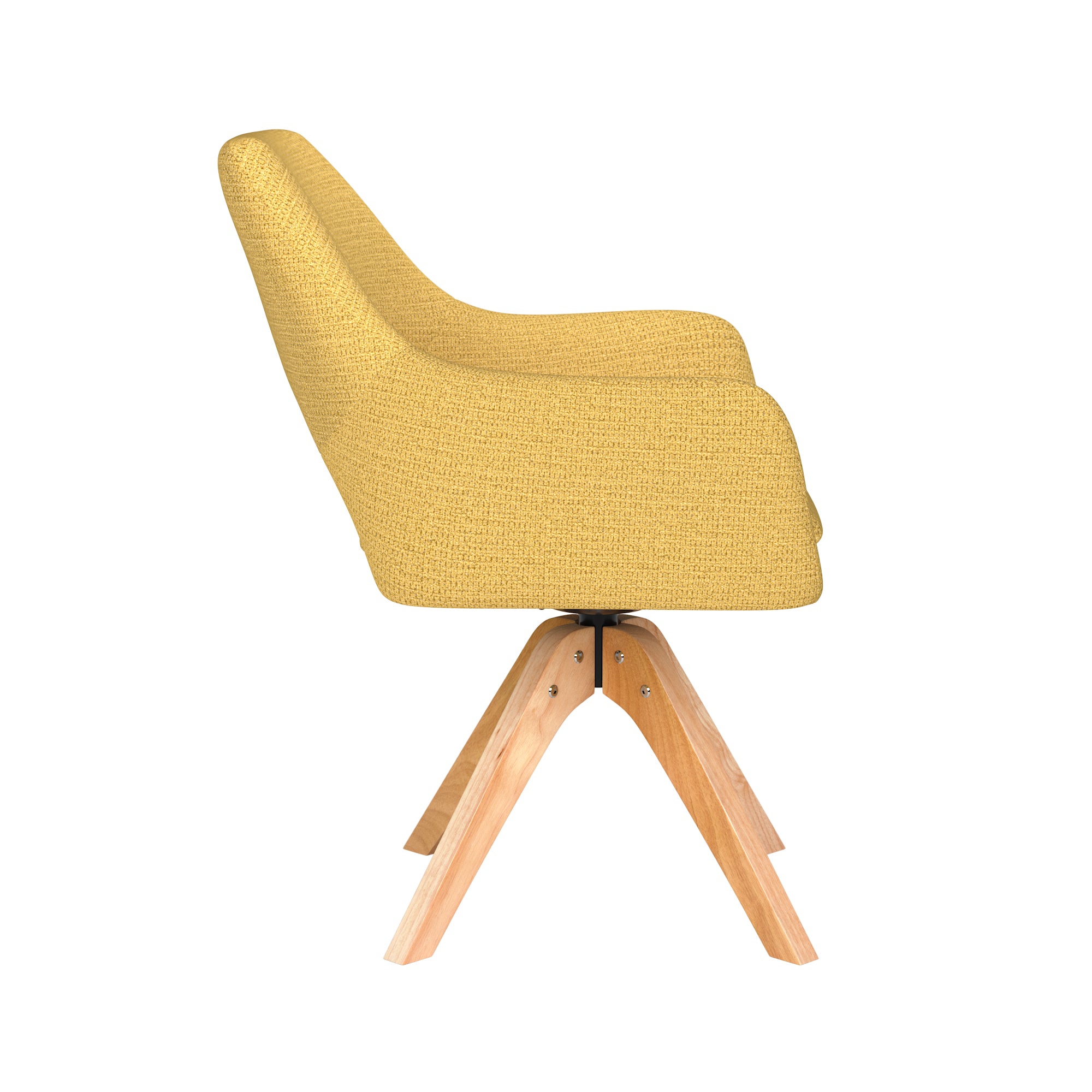 MOS yellow swivel chair with wooden base