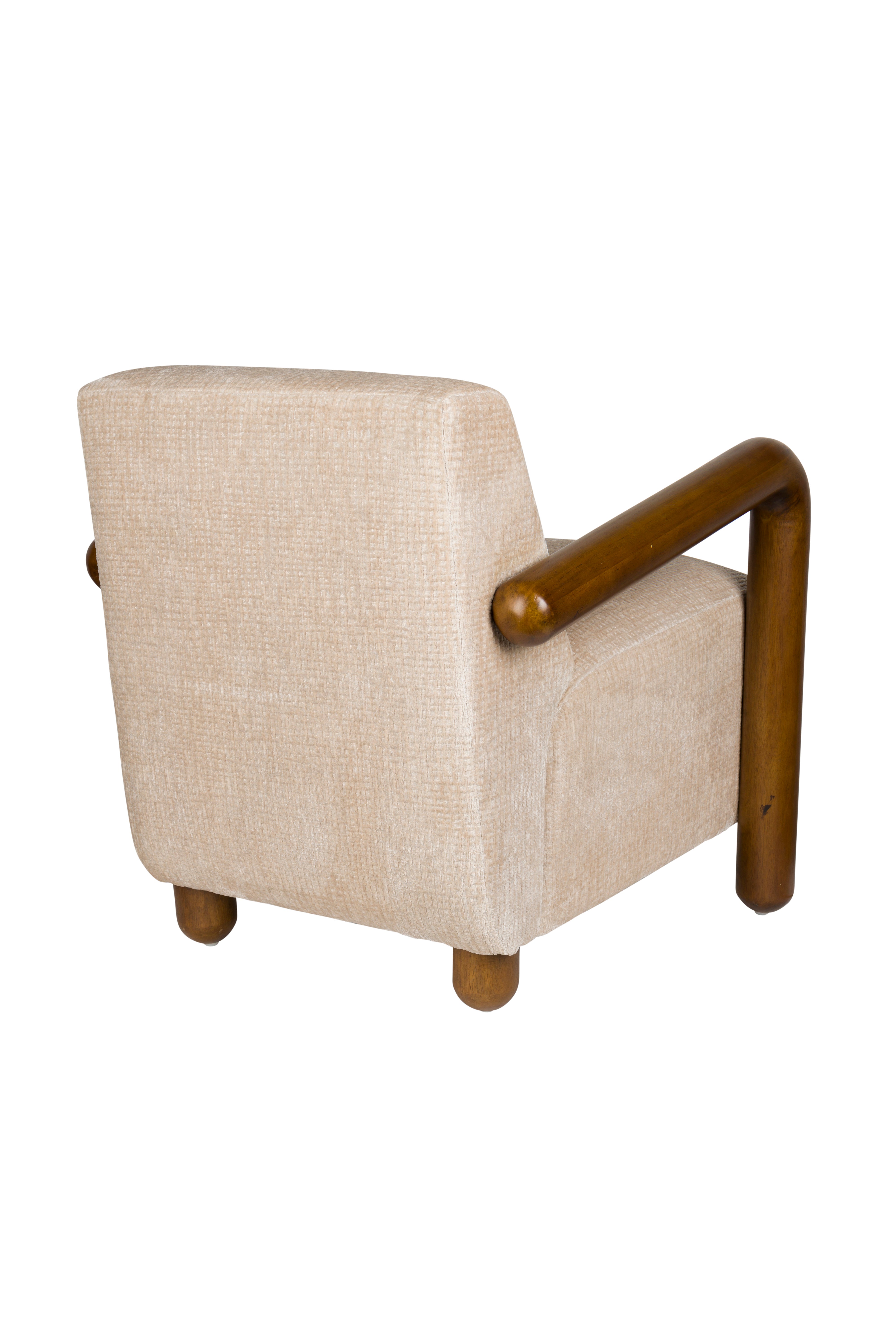 ROBINSON beige armchair with wooden base