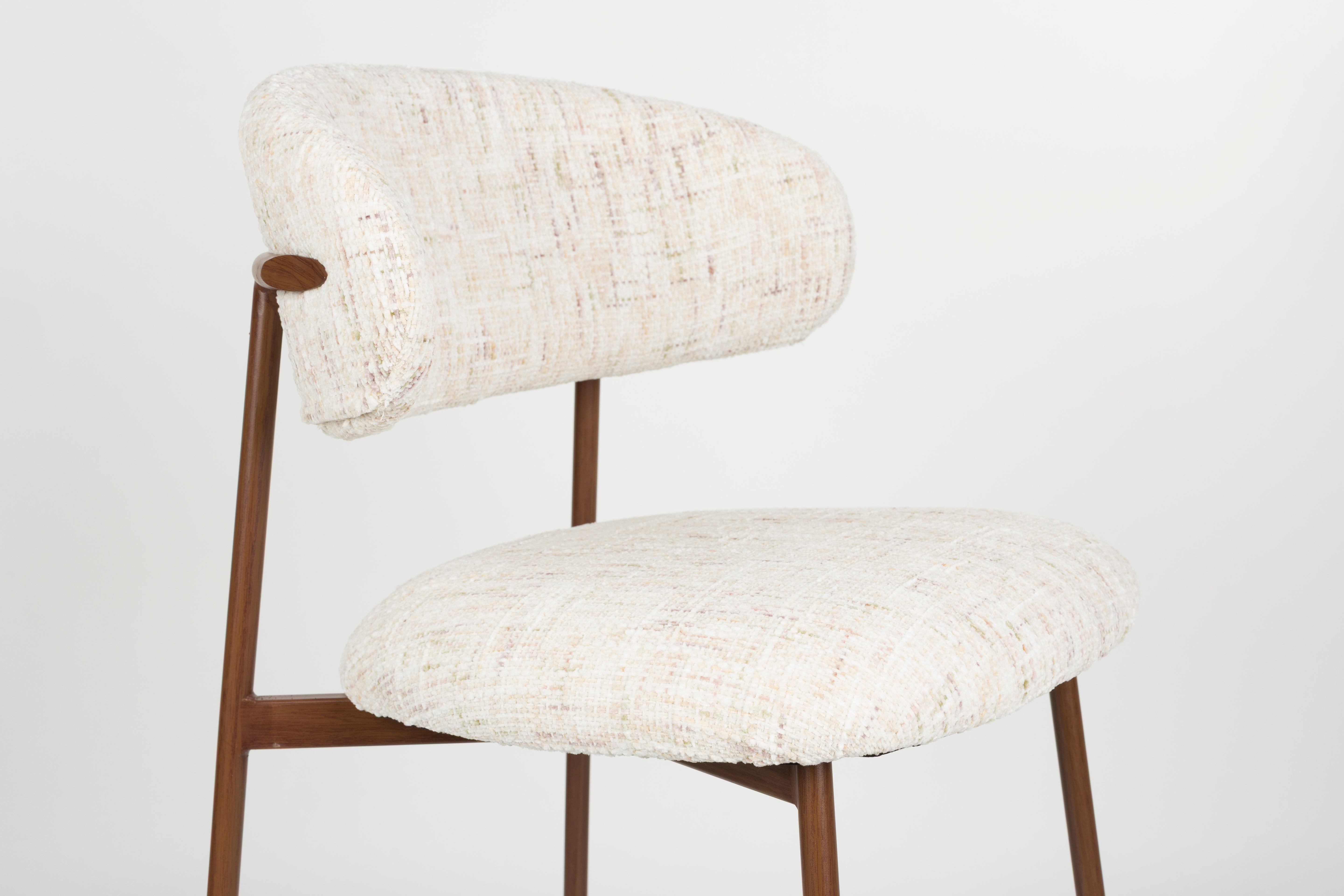 Barstuhl CLAES hellbeige Melange mit braunem Gestell