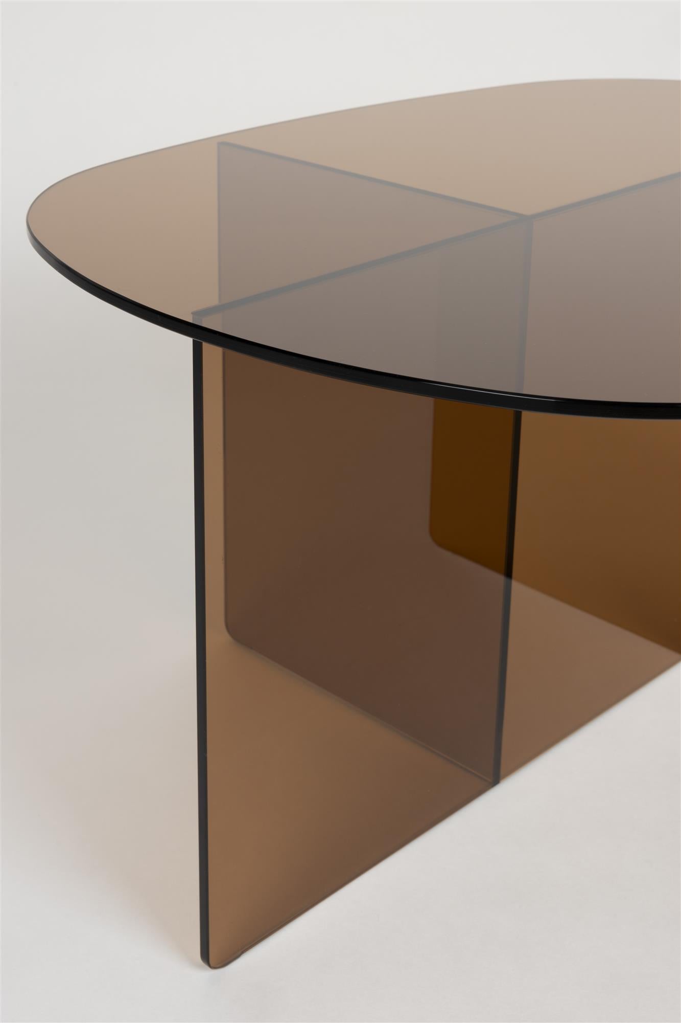 Kaffeetisch LINEA mit braunem Glas