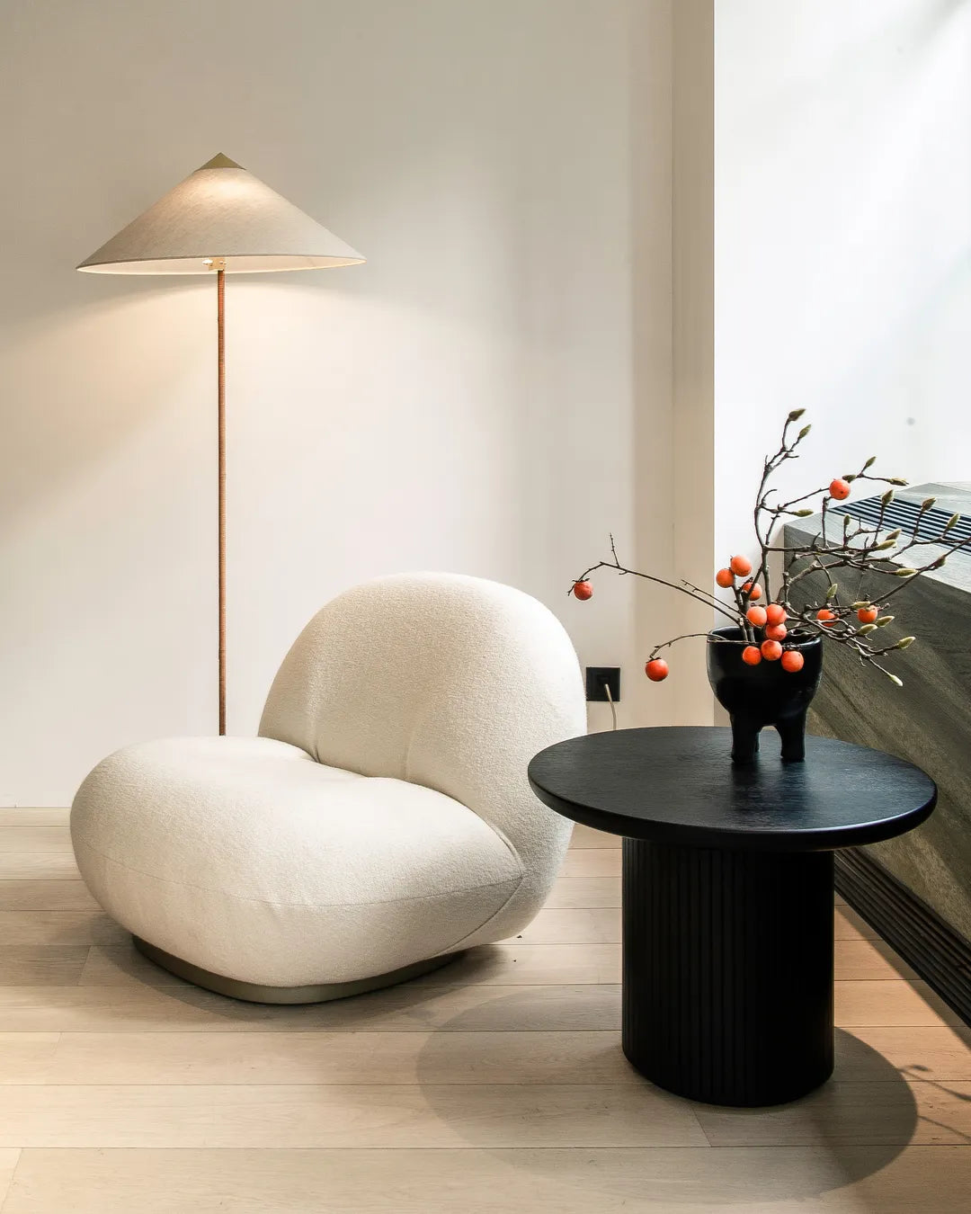 MOON side table, soaped oak