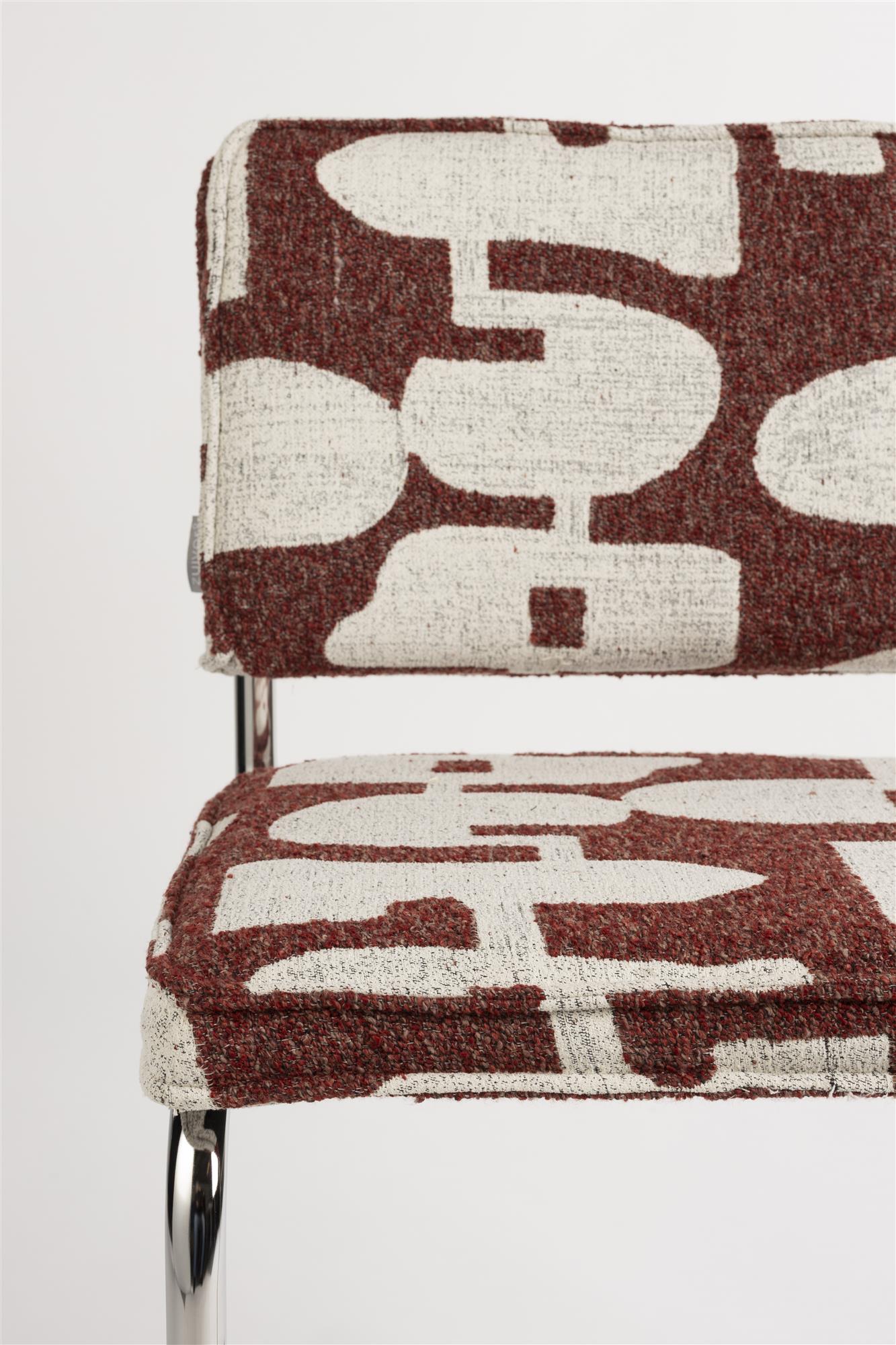 RIDGE DECO SYMBOLS Chair in Burgundy with White