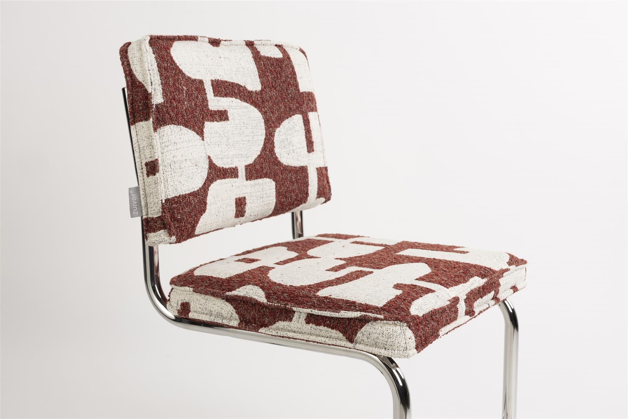 RIDGE DECO SYMBOLS Chair in Burgundy with White