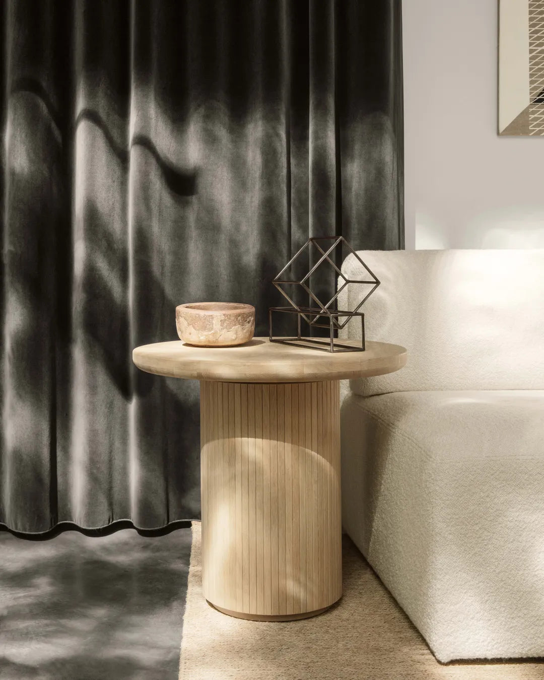 MOON side table, soaped oak