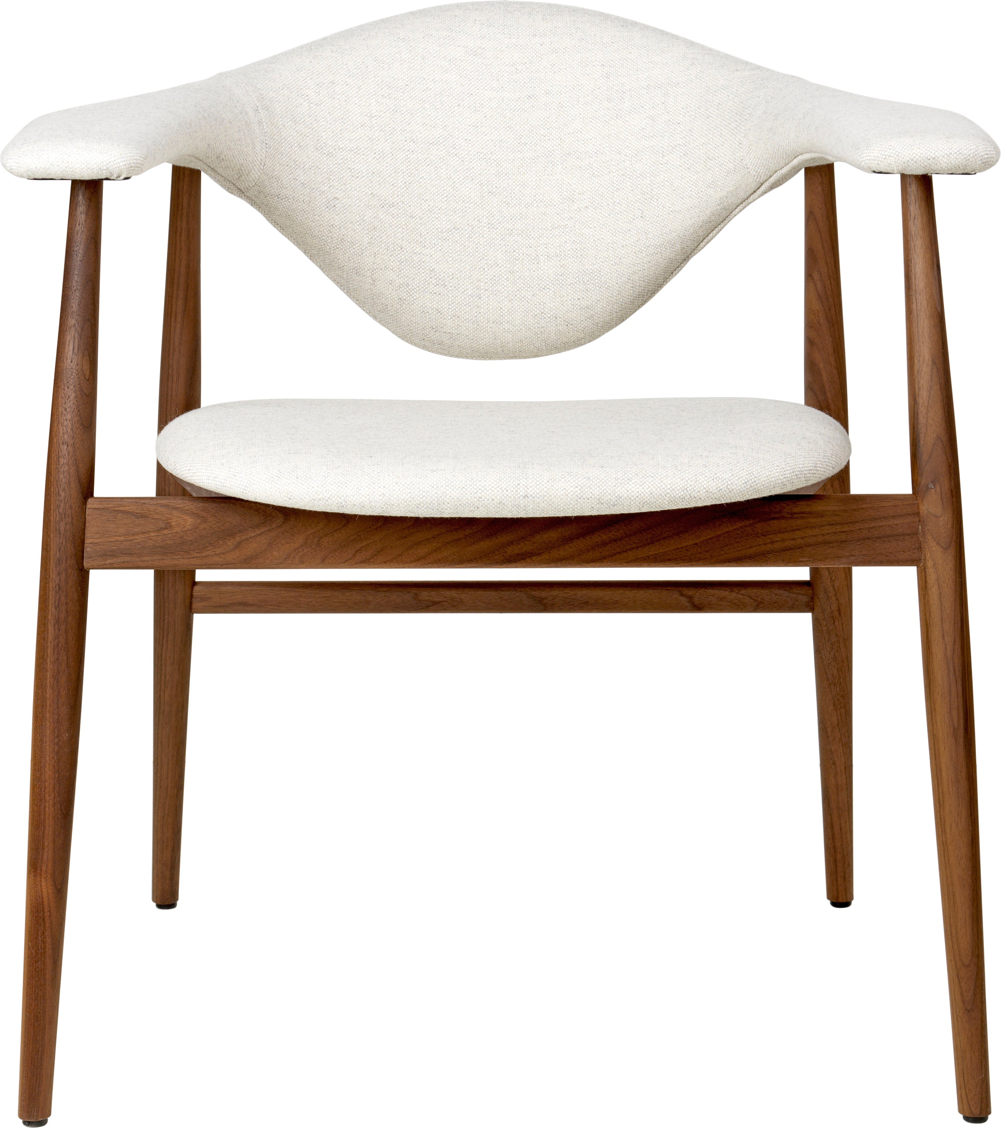MASCULO Armchair in Beige with Walnut Base
