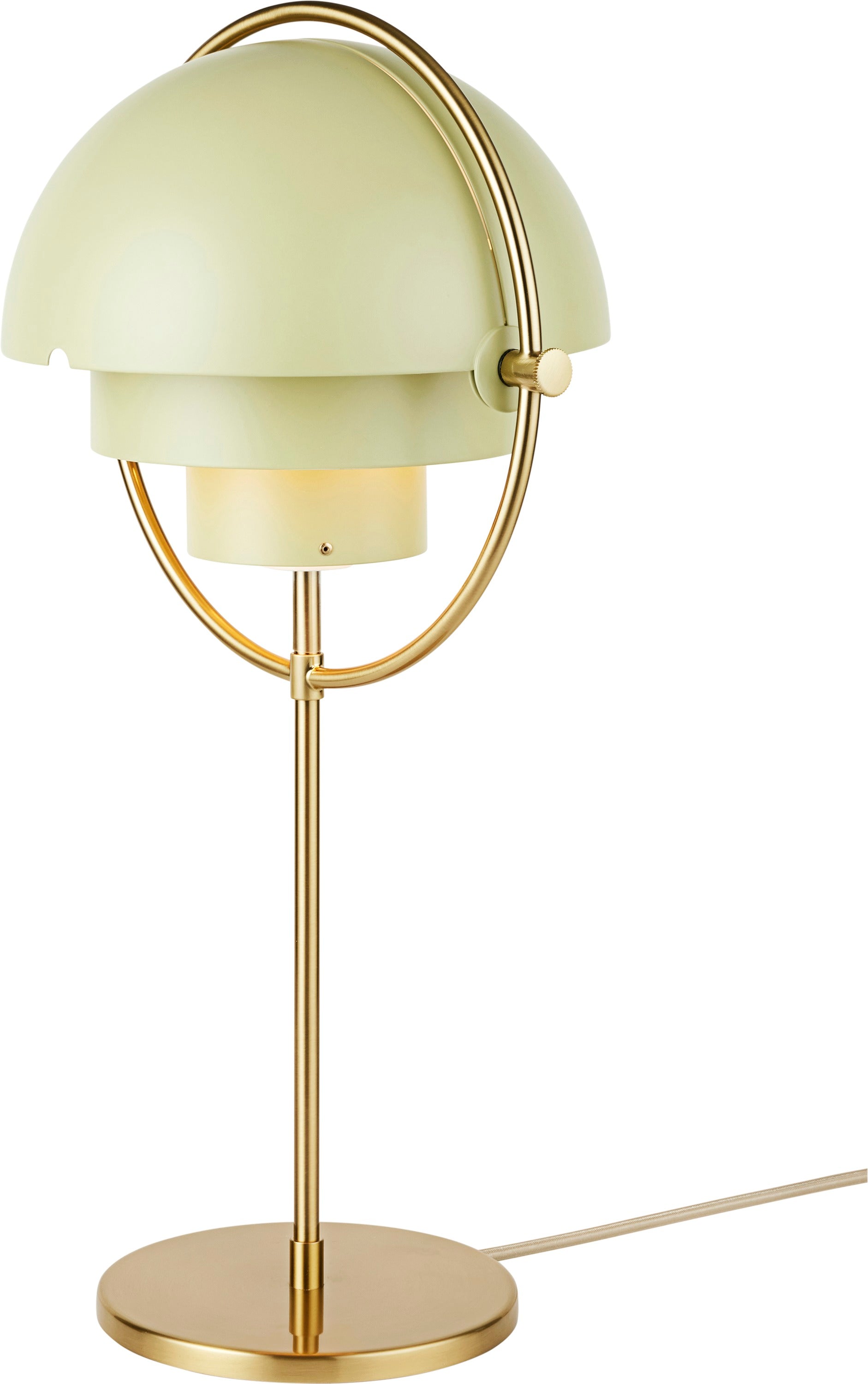 Lampa stołowa MULTI-LITE jasnozielony z mosiężną podstawą – styl skandynawski