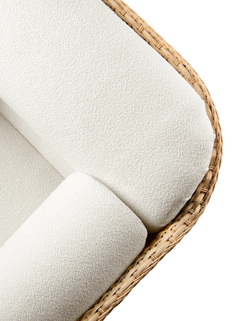 2-seater BASKET sofa in white with rattan