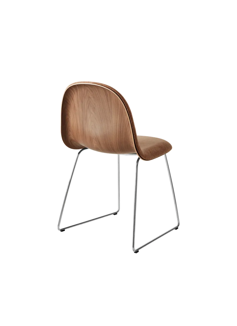 GUBI 3D upholstered chair with walnut wood and chrome base