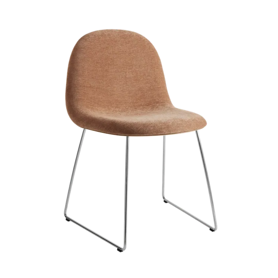 GUBI 3D upholstered chair with walnut wood and chrome base