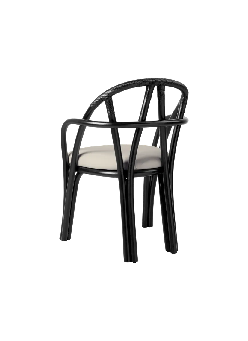 Upholstered BISTRA Chair with Rattan Ebony Base