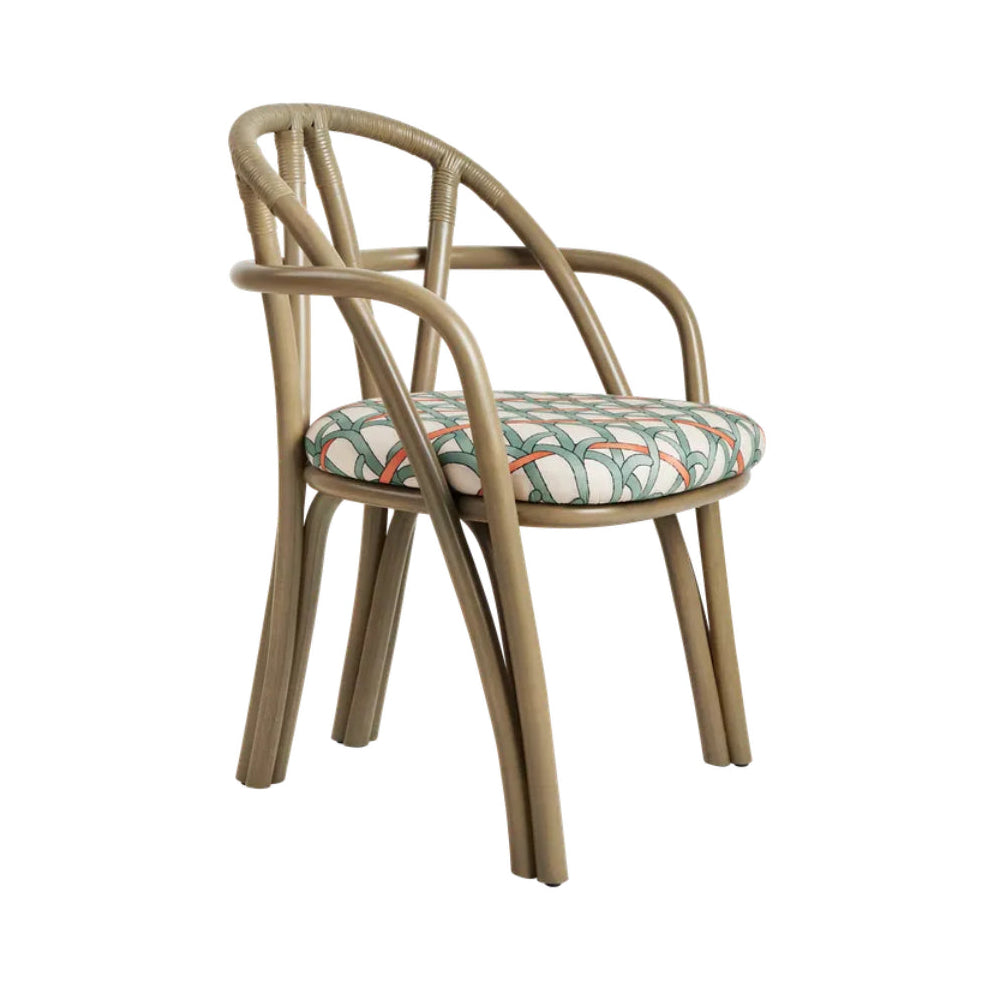 Polsterstuhl BISTRA mit olivgrünem Rattanfuß