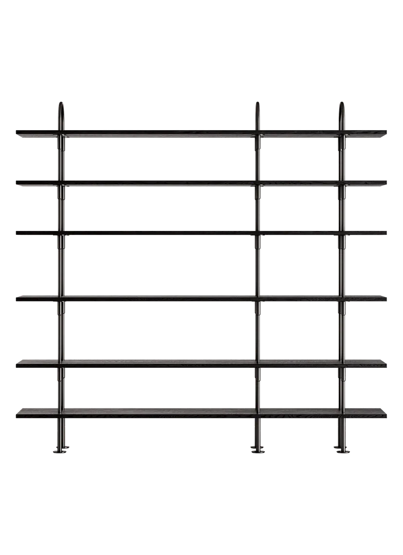 KEEN Shelf dark ash wood with black brass frame