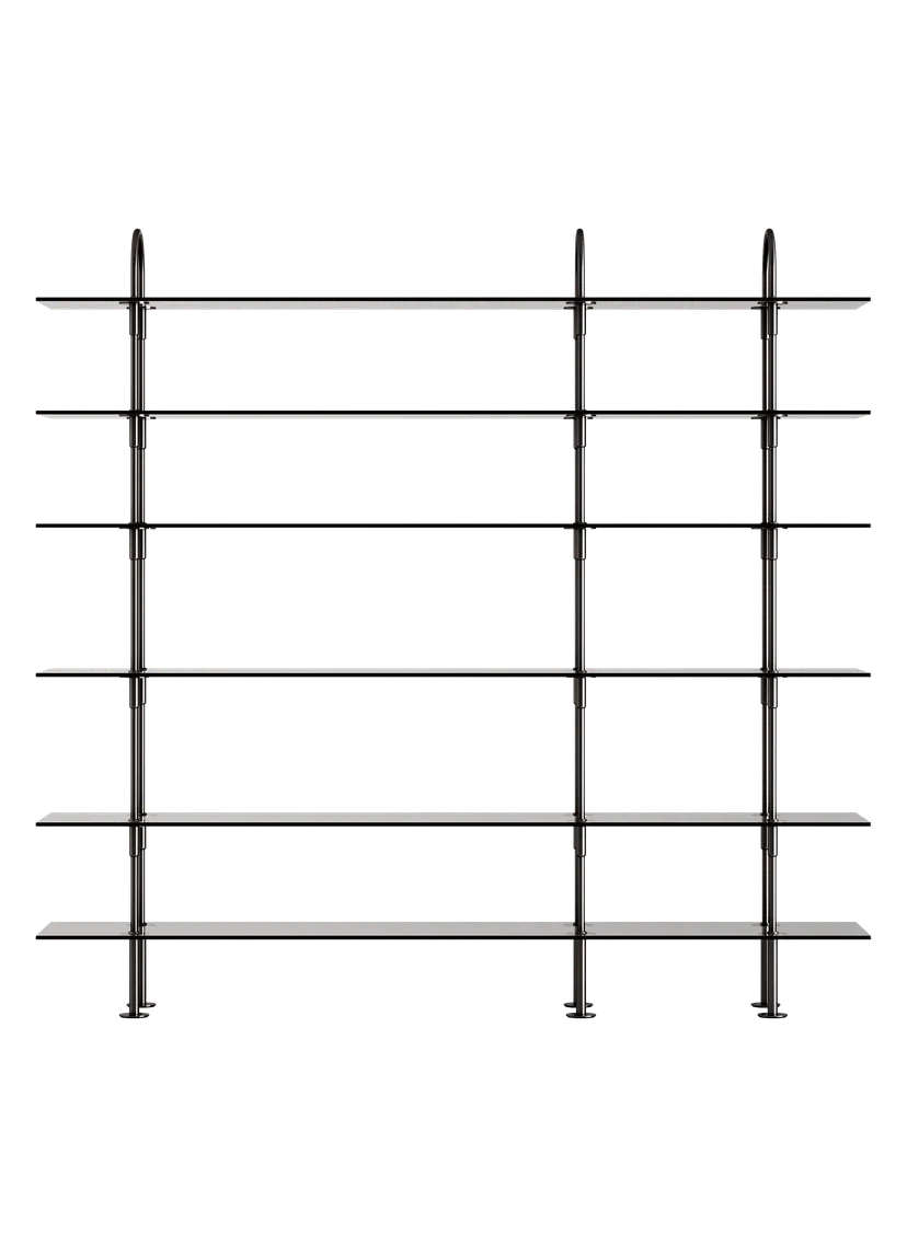 KEEN Shelf with Smoky Glass and Black Brass Frame