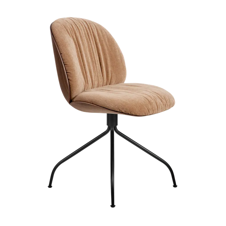 BEETLE SOFT swivel chair upholstered with walnut wood and black base