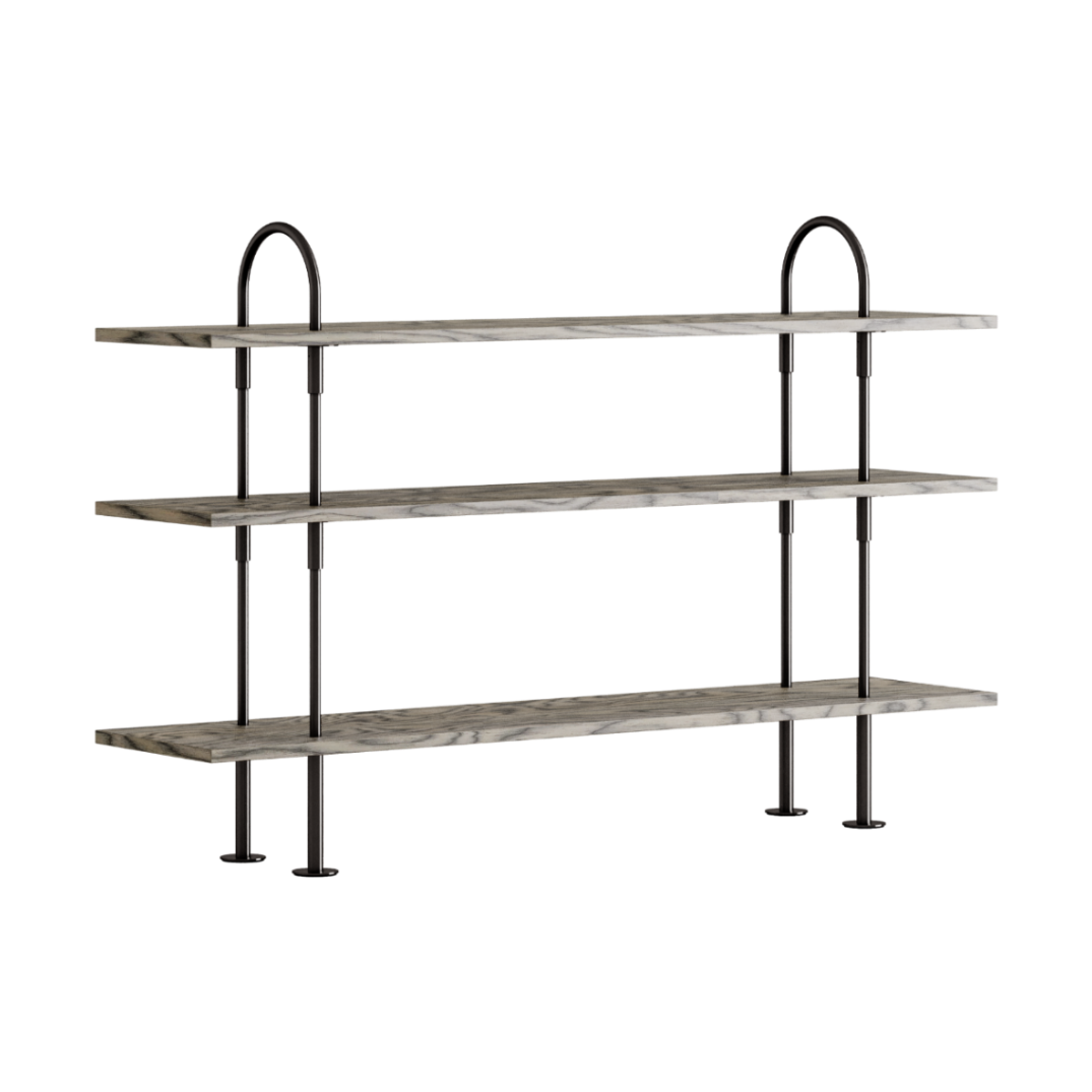 KEEN Shelf in Gray Wood with Black Brass Frame