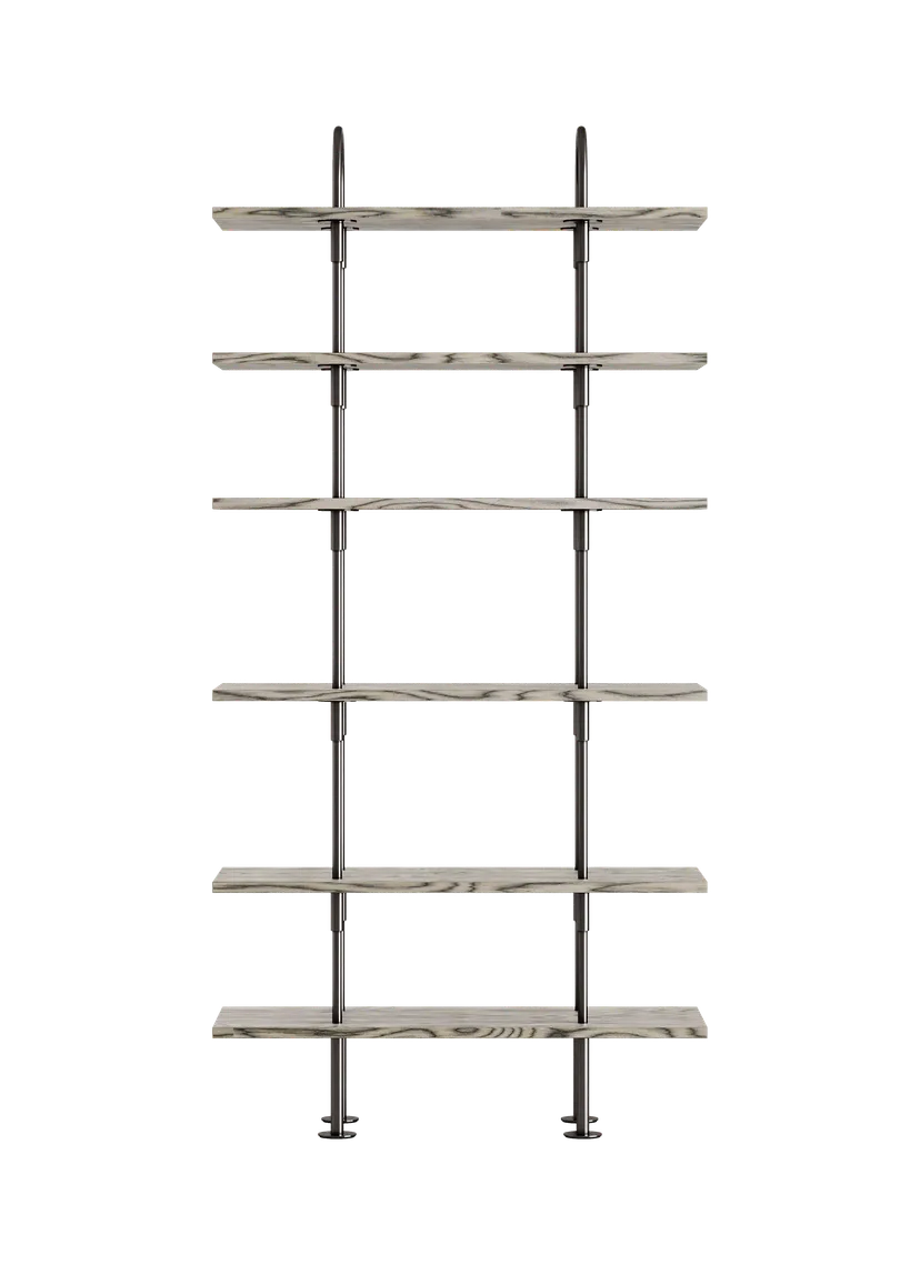 KEEN Shelf in Gray Wood with Black Brass Frame