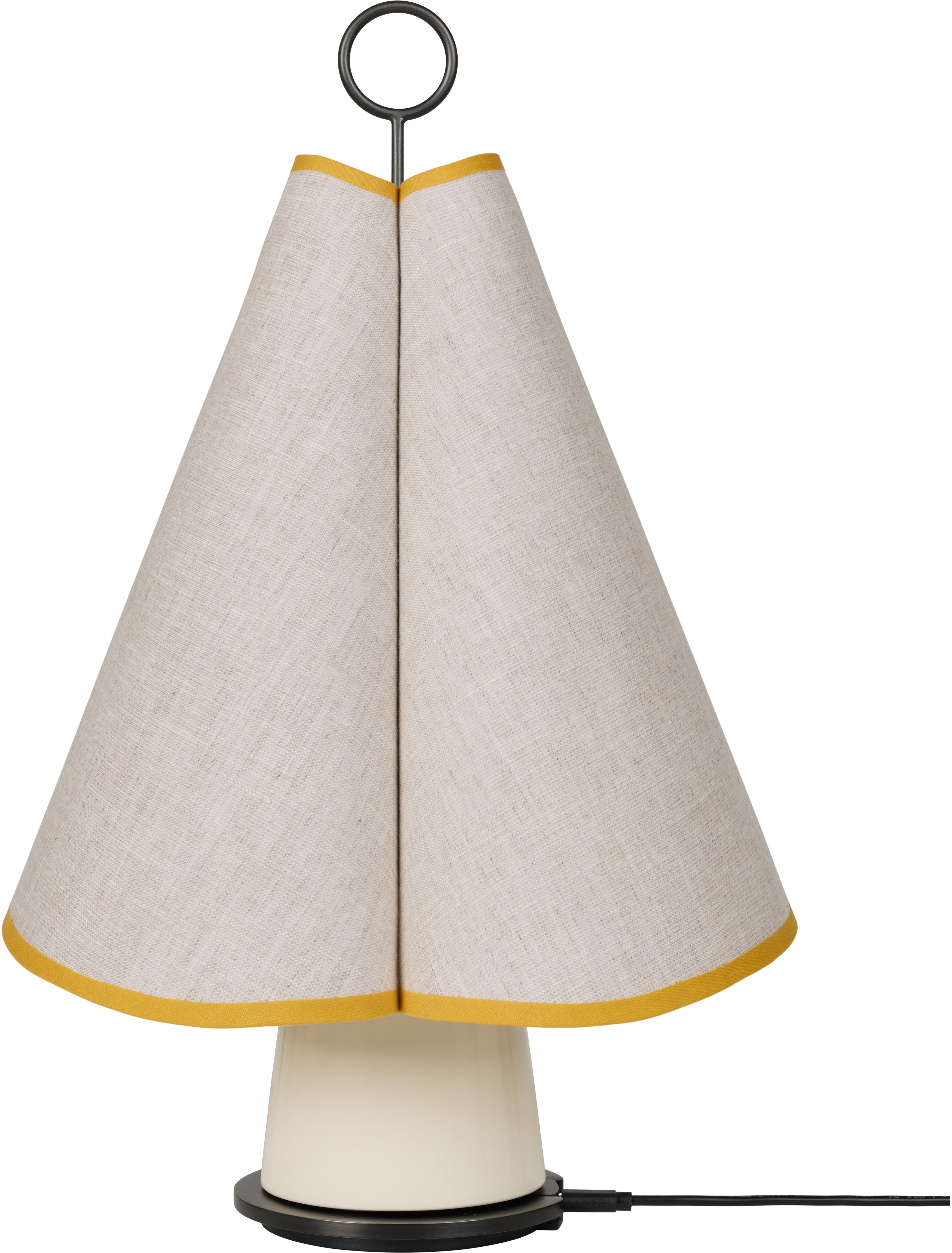 Lampa przenośna HORNBÆK biały z żółtym wykończeniem, marka Gubi