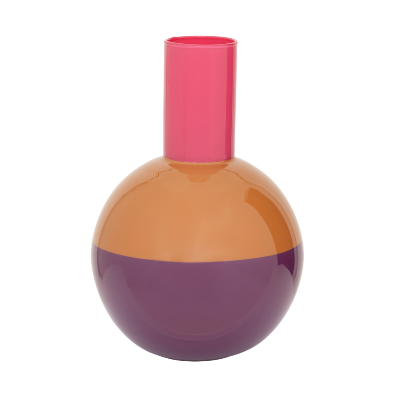 Glass vase LAHJA orange with purple and pink