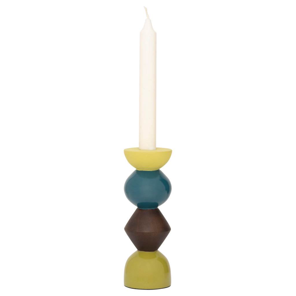 Candle holder SIGNE braun mit grünem