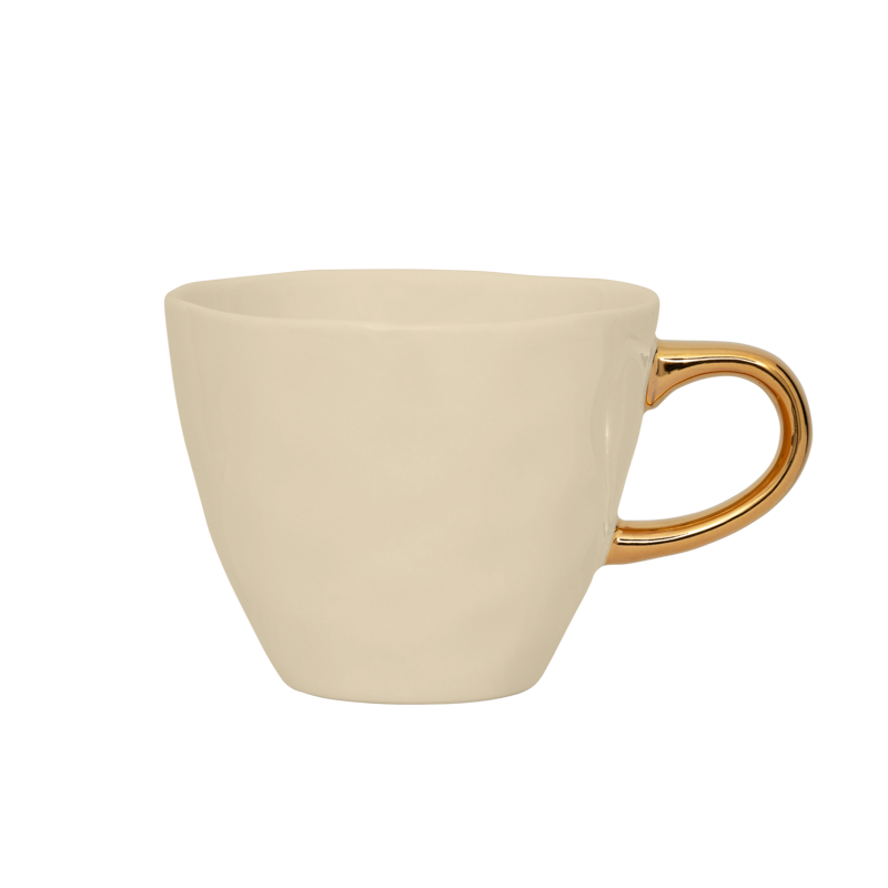 Kubek ceramiczny GOOD MORNING kremowy ze złotym – Urban Nature Culture