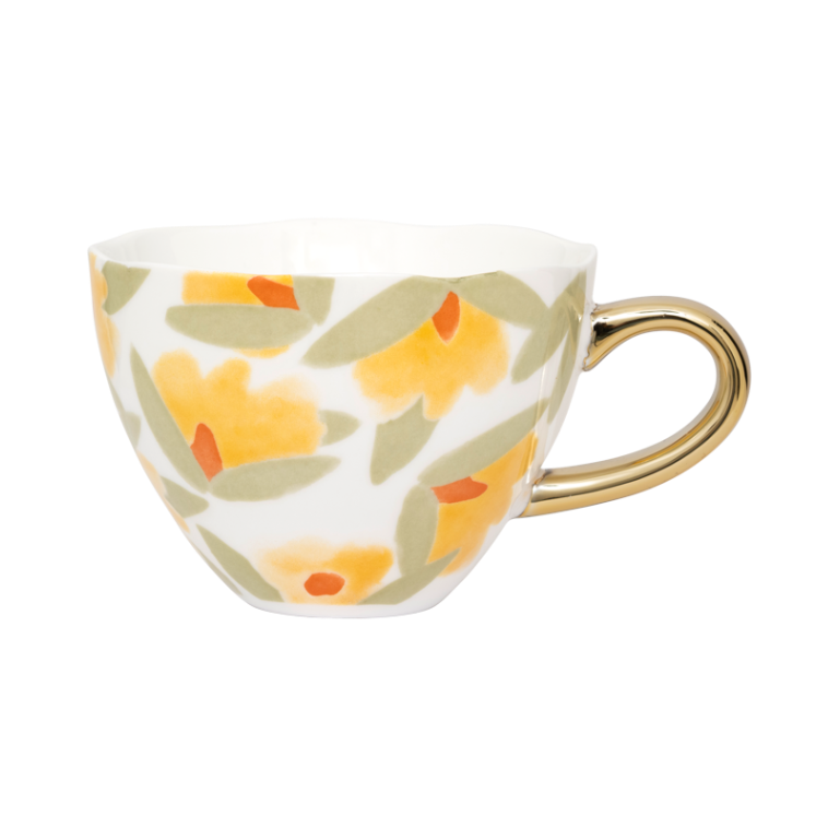 Filiżanka do cappuccino LILJA żółty motyw kwiatowy – Urban Nature Culture