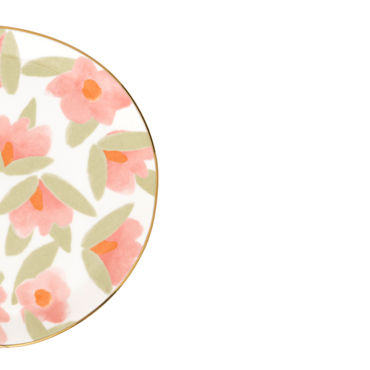 LILJA Plate Pink Floral Motif