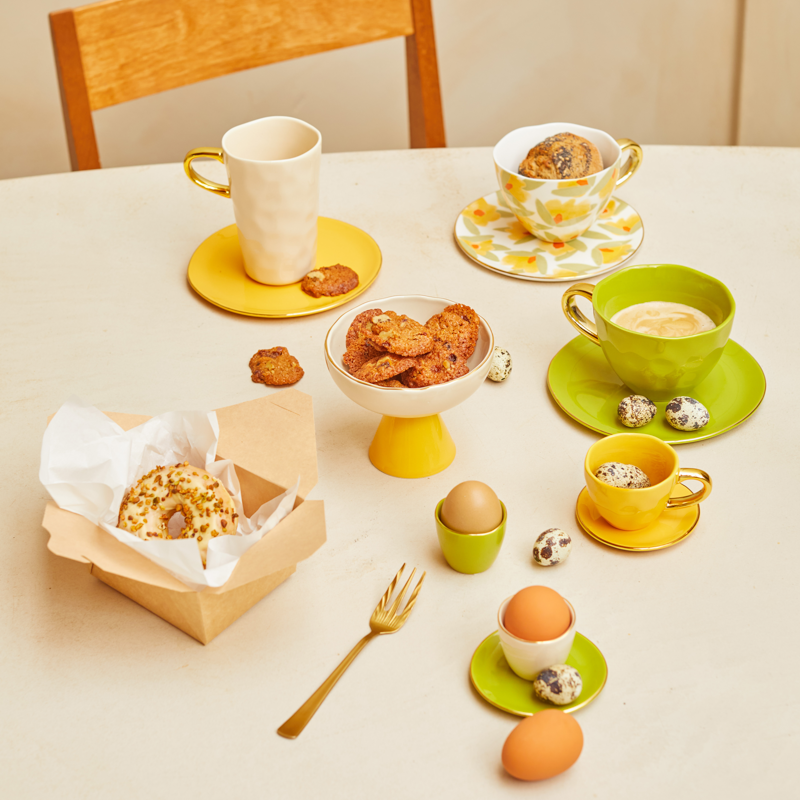 Eierbecher-Set GOOD MORNING grün mit Gold