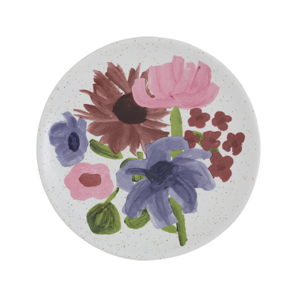 Ceramic Dessert Plate HANAKO Plant Motif