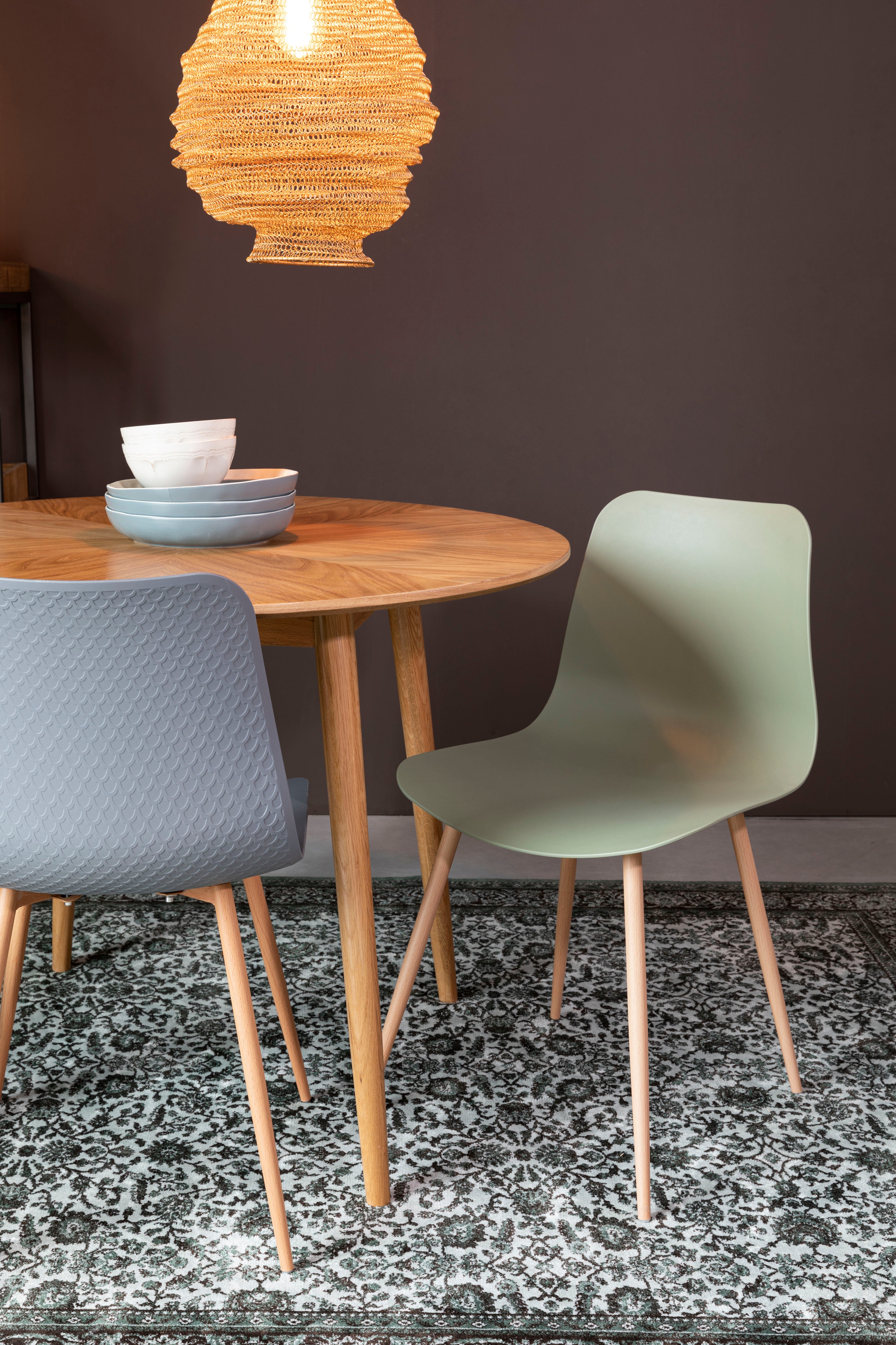 Krzesło LEON zielony z drewnianą podstawą – White Label Living