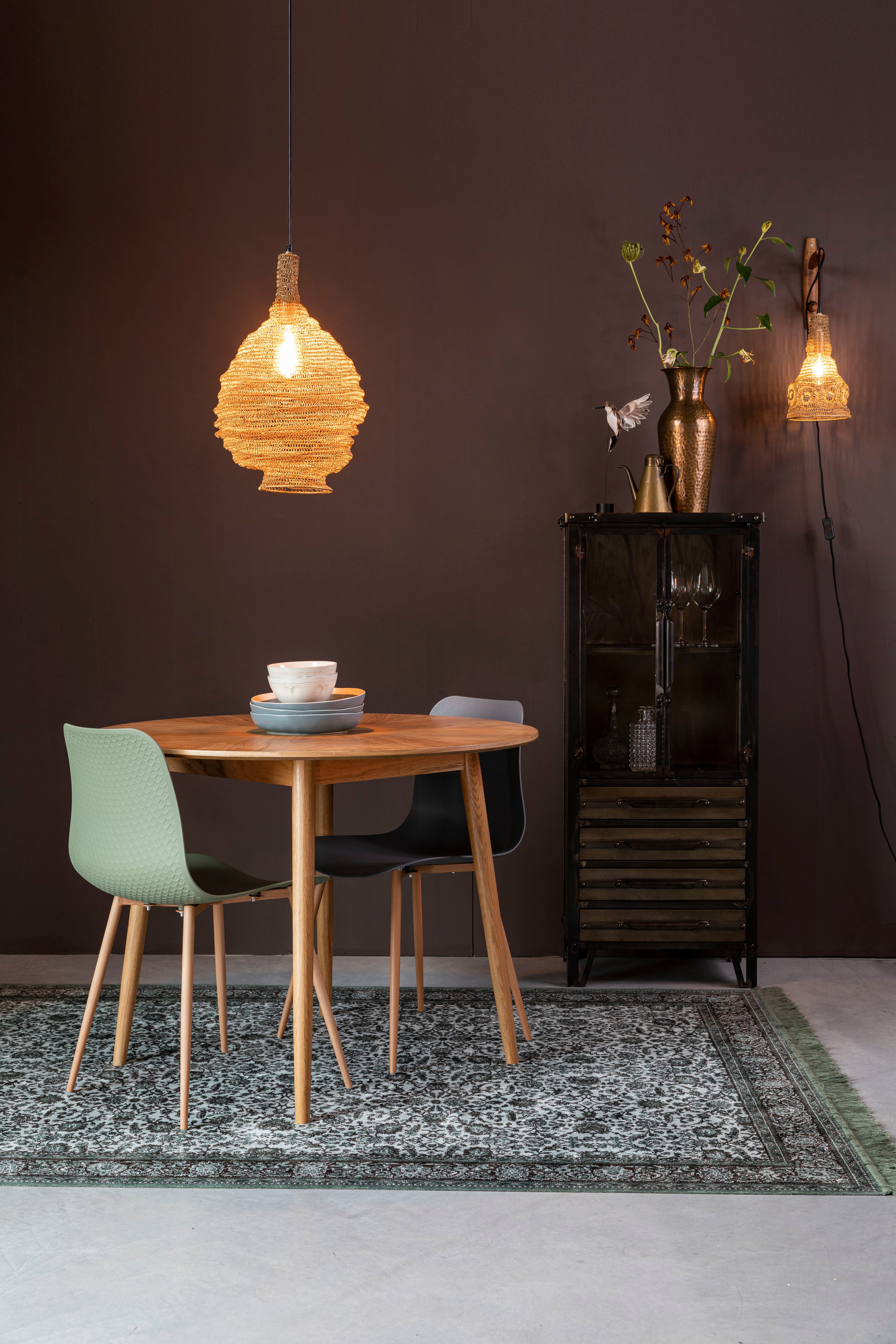 Krzesło LEON zielony z drewnianą podstawą – White Label Living
