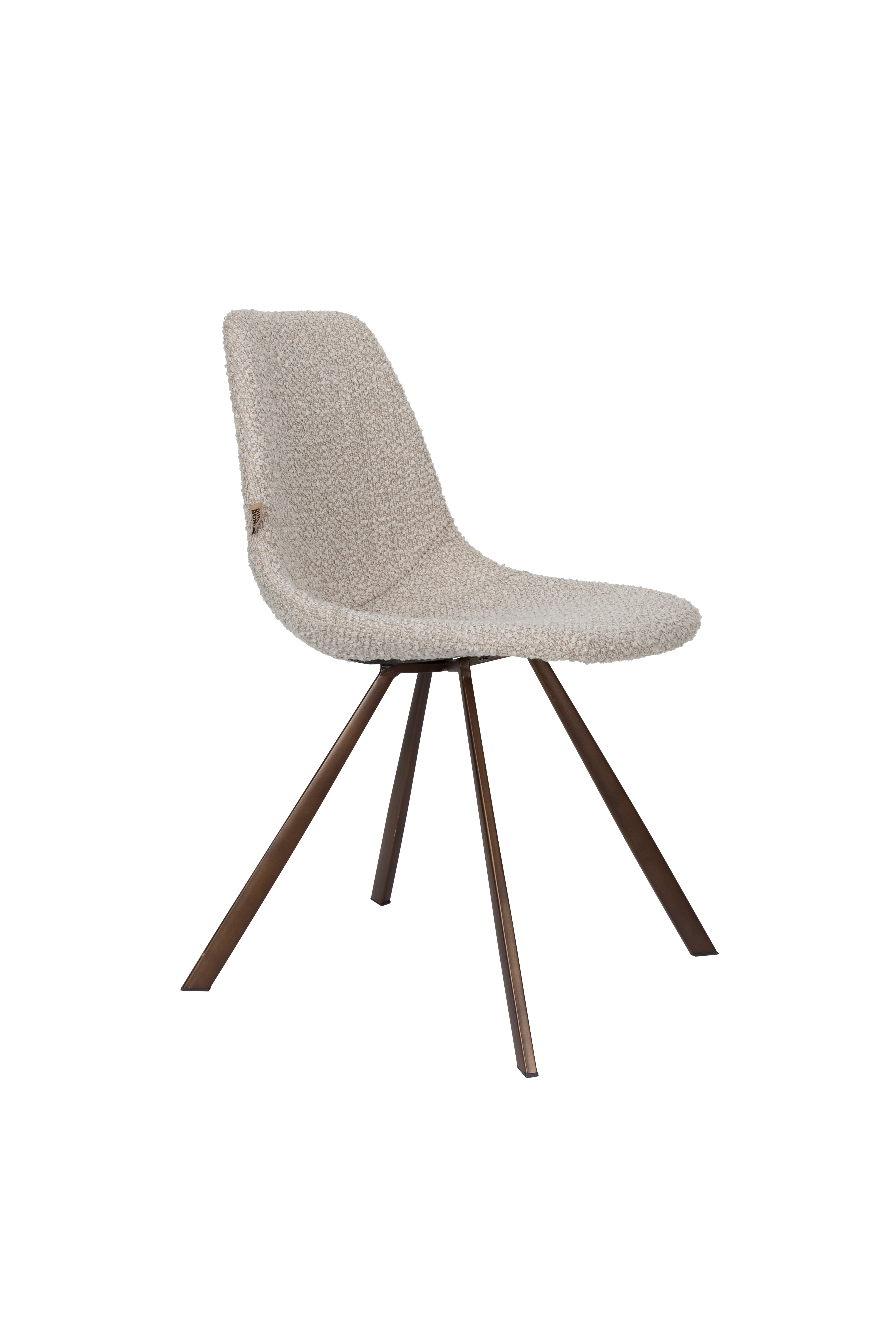 FRANKY chair in gray-beige with a brown base