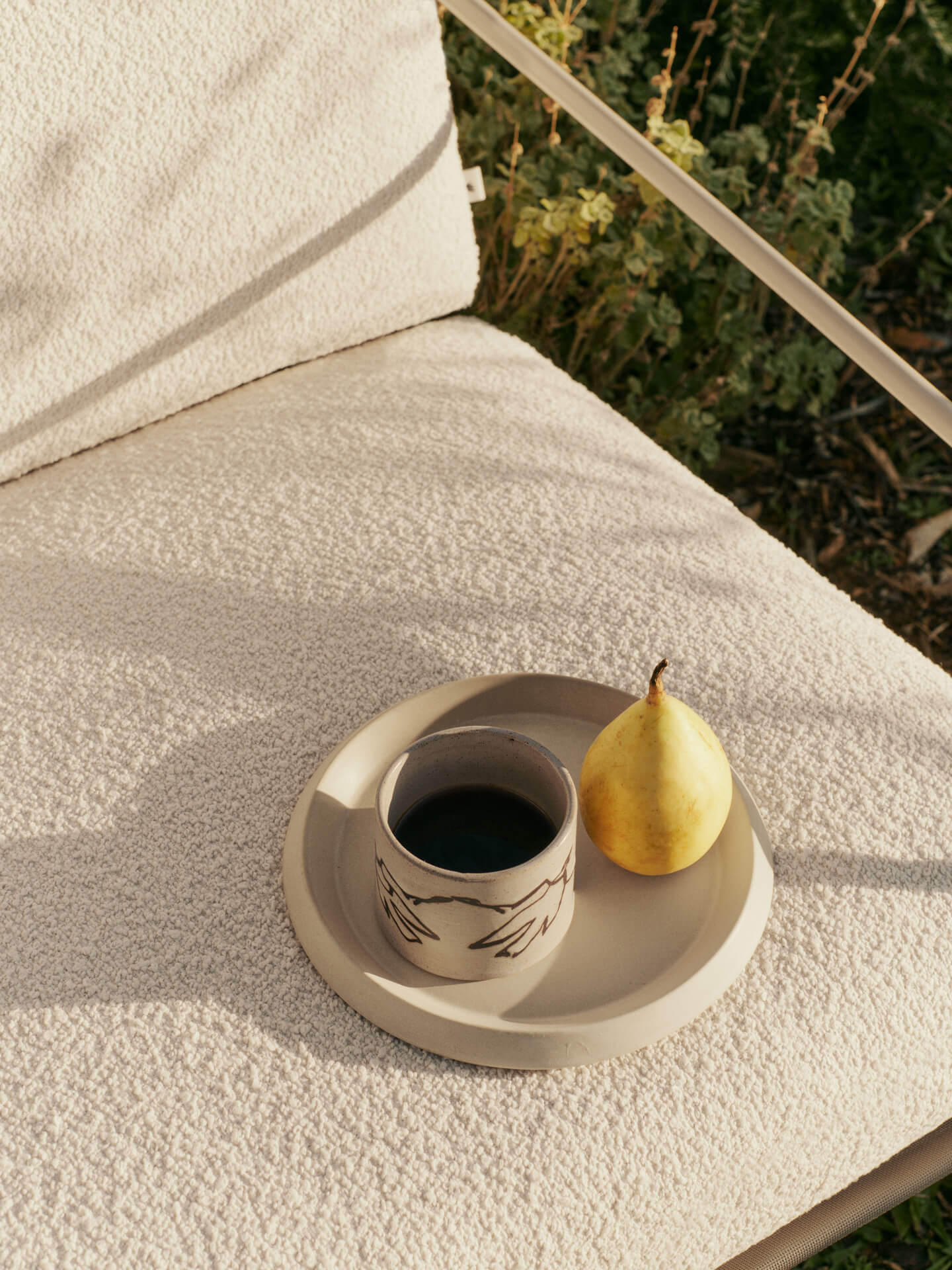 DESERT Outdoor Armchair in Broken White with Beige Base