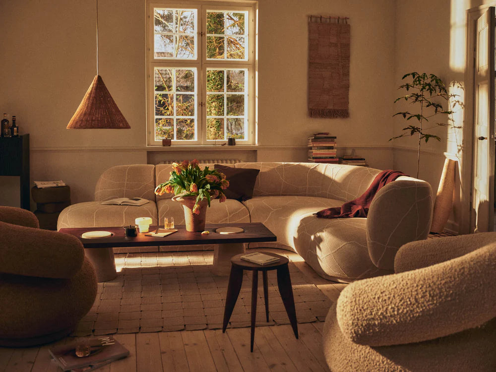 Modulares Sofa RICO Can Lis - Endelement rechts sandfarben mit Weiß