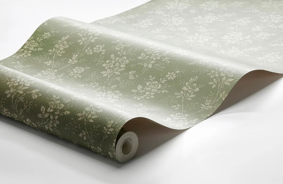 Wallpaper with a floral pattern HIP ROSE green