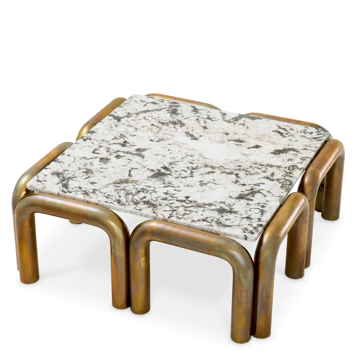 Sunwood coffee table, a marble top with ancient gold