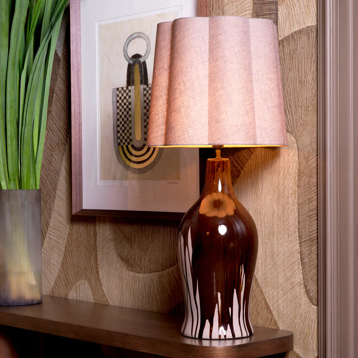 Lampa stołowa BEATRIZ brązowy – mosiądz