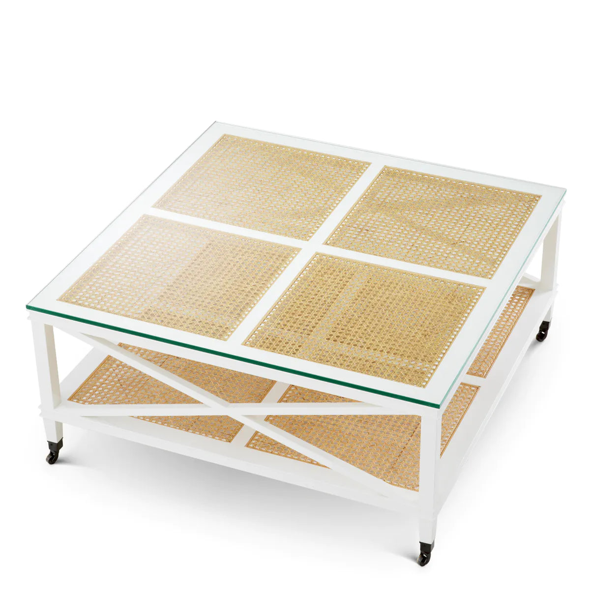 Bahamas Rattan coffee table with a white base